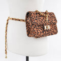 Faux Leopard Skin Bag With Chain Belt