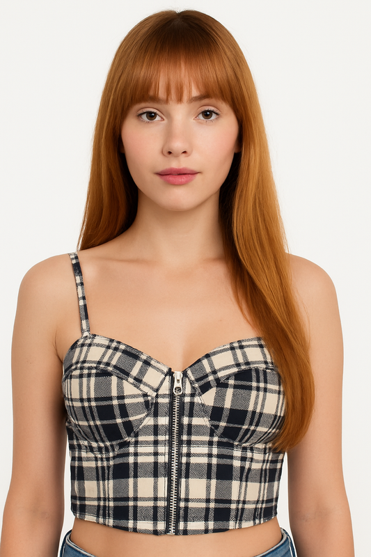 Front Zipper Cropped Tank Top