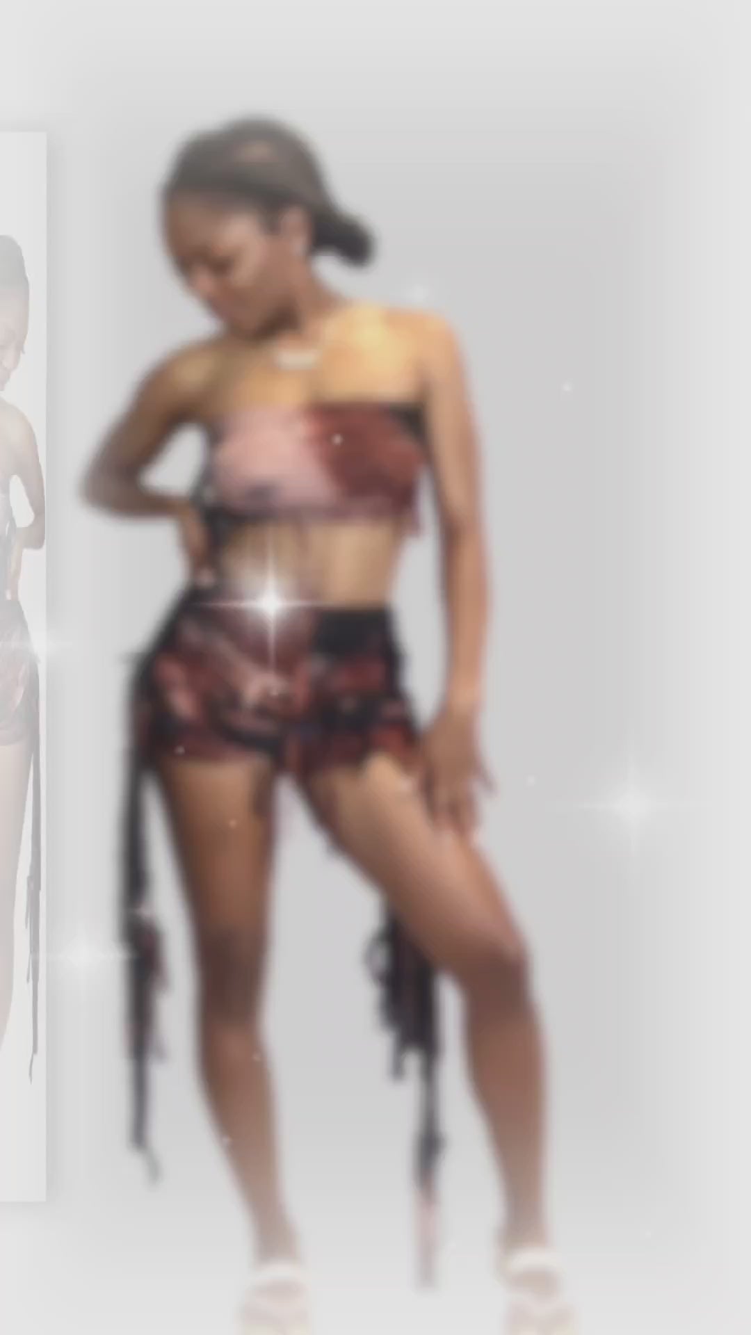 Distressed shorts and bandeau set