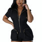 Front Zipper Romper